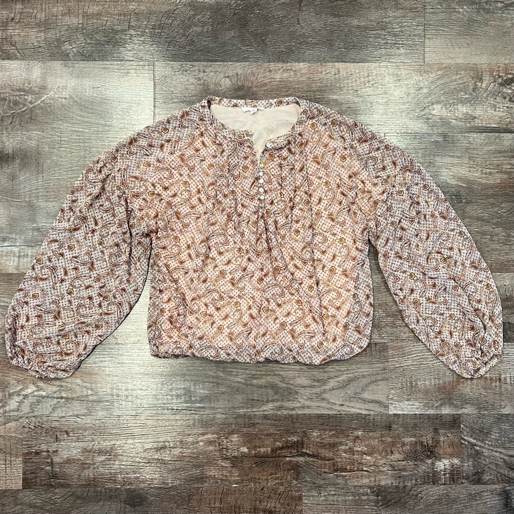 Blu Pepper Paisley Long Sleeve Blouse